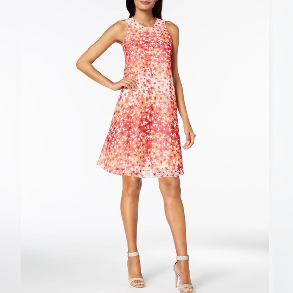 Calvin Klein Dresses & Skirts - Calvin Klein Chiffon Floral A-Line Poppy Y2K Mini Dress sze 10P (fits sze 6)